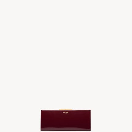 YSL Midnight Small Clutch In Lacquered Leather