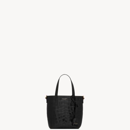 YSL Mini Toy Shopping Saint Laurent in Crocodile-Embossed Leather