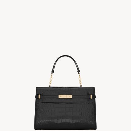 YSL Manhattan Top-Handle in Shiny Alligator