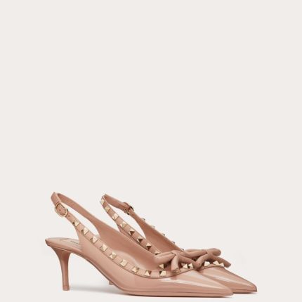 ROCKSTUD BOW SLINGBACK PATENT LEATHER PUMP 60MM
