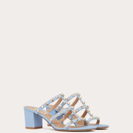 ROCKSTUD CALFSKIN LEATHER SLIDE SANDAL 60 MM