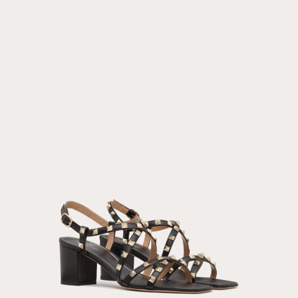 ROCKSTUD CALFSKIN SANDAL WITH STRAPS 60MM