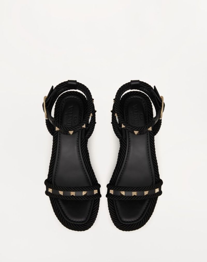 ROCKSTUD FLATFORM SANDAL IN CALFSKIN 45MM - Image 3