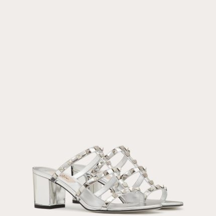 ROCKSTUD MIRROR-EFFECT SLIDE SANDAL 60MM