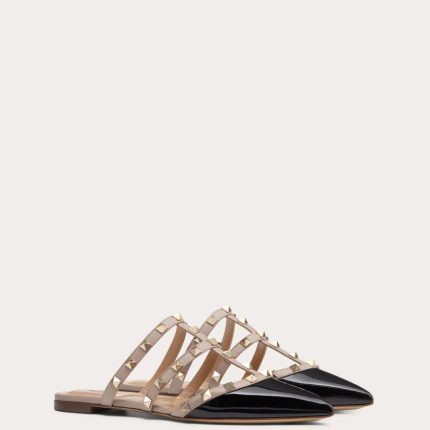 ROCKSTUD PATENT-LEATHER MULE
