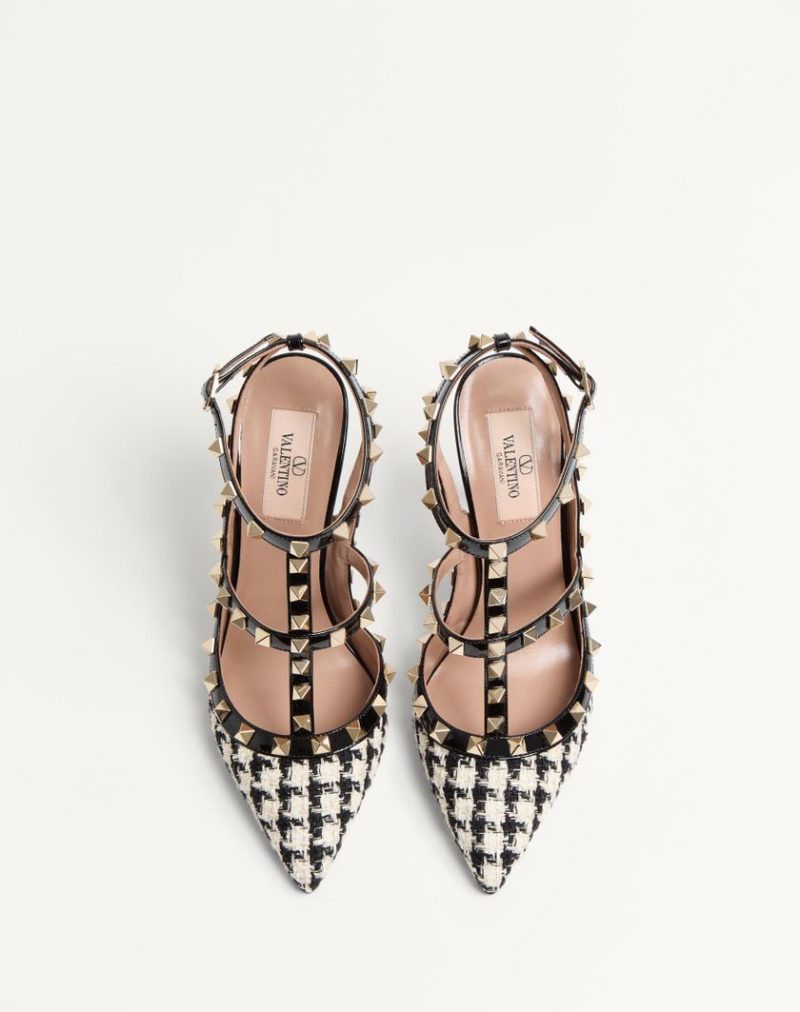 ROCKSTUD PUMP IN PIED-DE-POULE FABRIC 100MM - Image 4
