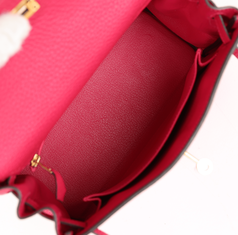Hermes Kelly Retourne 25 Framboise Togo Gold Hardware - Image 8