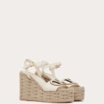 VLOGO CALFSKIN CUT-OUT WEDGE SANDAL 110MM