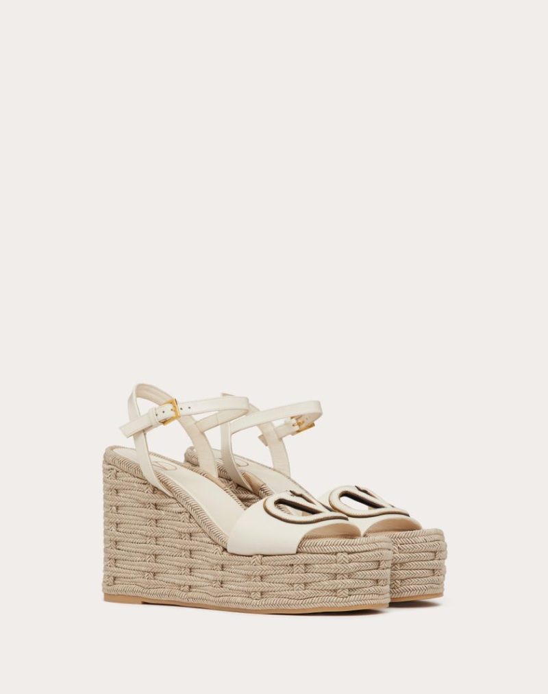VLOGO CALFSKIN CUT-OUT WEDGE SANDAL 110MM
