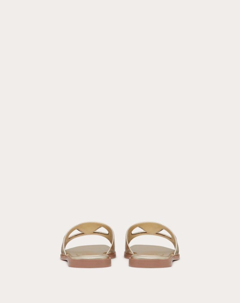 VLOGO CUT-OUT LAMINATED NAPPA LEATHER SLIDE SANDAL - Image 5