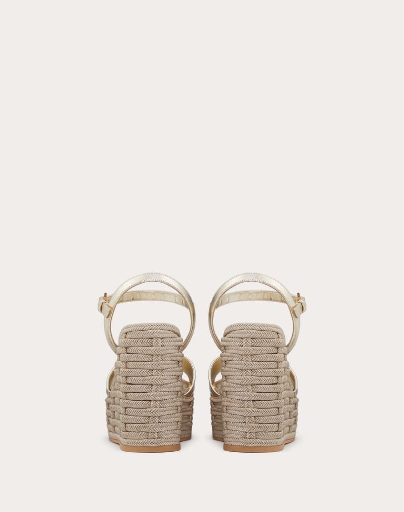 VLOGO CUT-OUT WEDGE SANDAL IN LAMINATED NAPPA LEATHER 110MM - Image 5