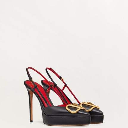 VLOGO SIGNATURE CALFSKIN SLINGBACK PLATFORM PUMP 120MM