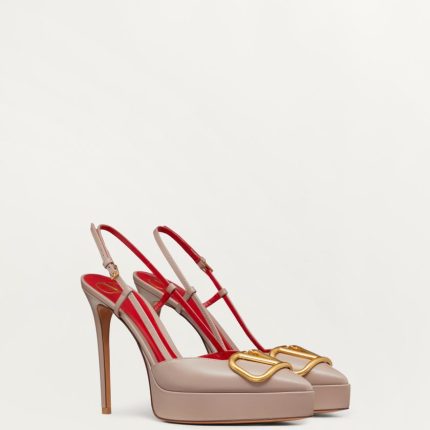 VLOGO SIGNATURE CALFSKIN SLINGBACK PLATFORM PUMP 120MM