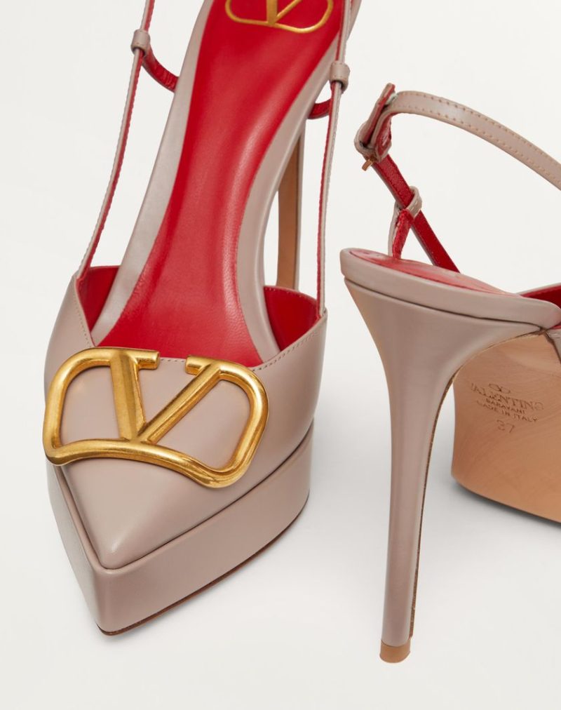 VLOGO SIGNATURE CALFSKIN SLINGBACK PLATFORM PUMP 120MM - Image 6