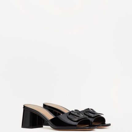 VLOGO SIGNATURE PATENT LEATHER SLIDE SANDAL 60MM