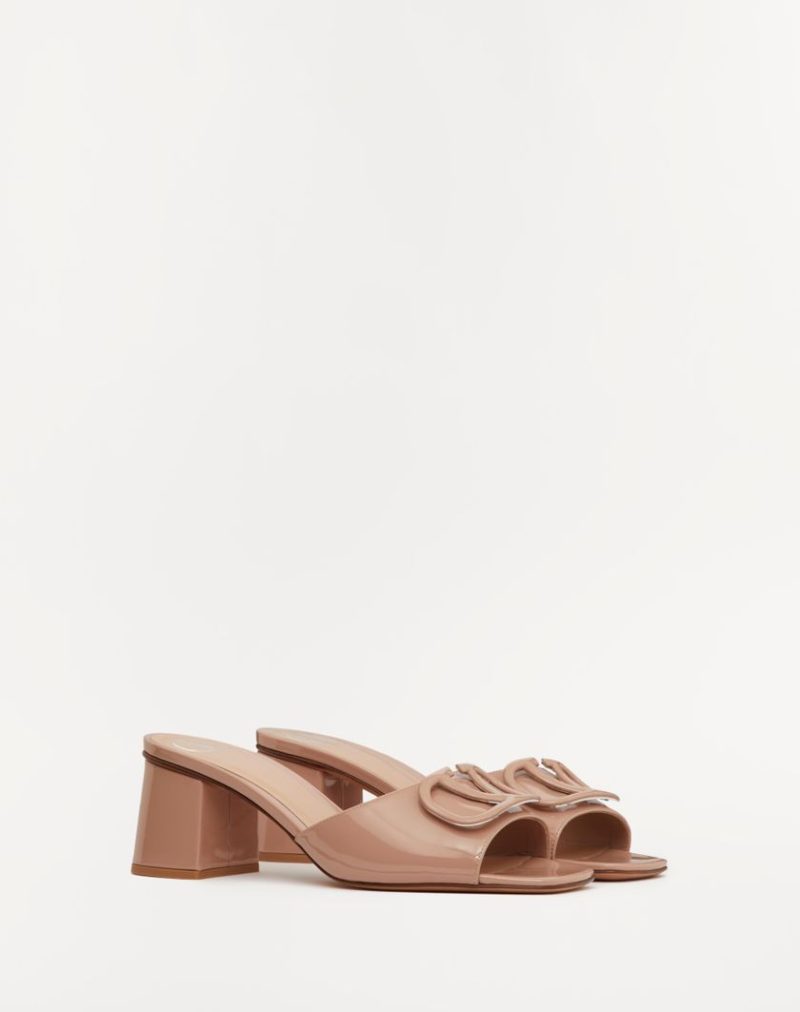 VLOGO SIGNATURE PATENT LEATHER SLIDE SANDAL 60MM