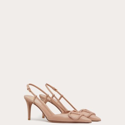 VLOGO SIGNATURE SLINGBACK PUMP IN CALFSKIN LEATHER 80MM