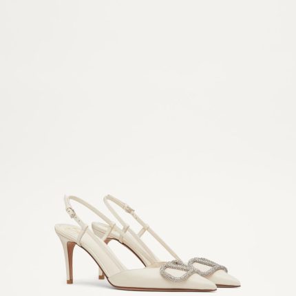 VLOGO SIGNATURE SLINGBACK PUMP IN CALFSKIN LEATHER 80MM