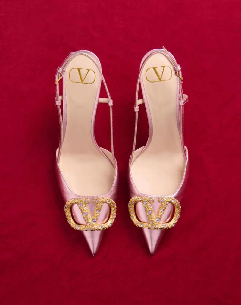 VLOGO SIGNATURE SLINGBACK PUMP IN LAMINATED NAPPA LEATHER 80MM - Image 7