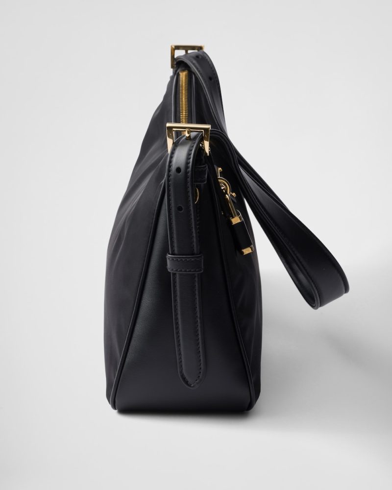 Prada Aim??e Large Re-Nylon and Leather Shoulder Bag With Padlock - Image 3