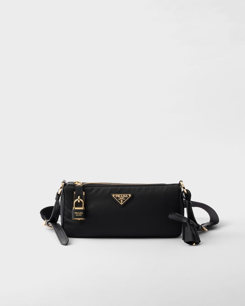 Small Re-Nylon and Leather Shoulder Bag