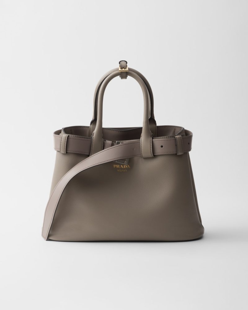Prada Buckle Small Leather Handbag With Belt