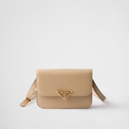 Saffiano Leather Flap Shoulder Bag
