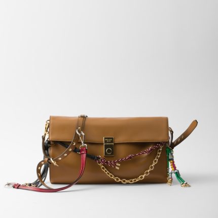 Prada Soft Sound Large Leather Shoulder Bag With Charms