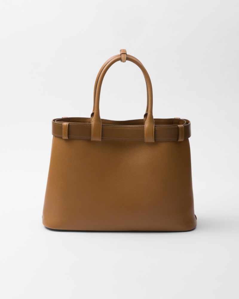 Prada Buckle Large Leather Handbag With Belt - Image 6