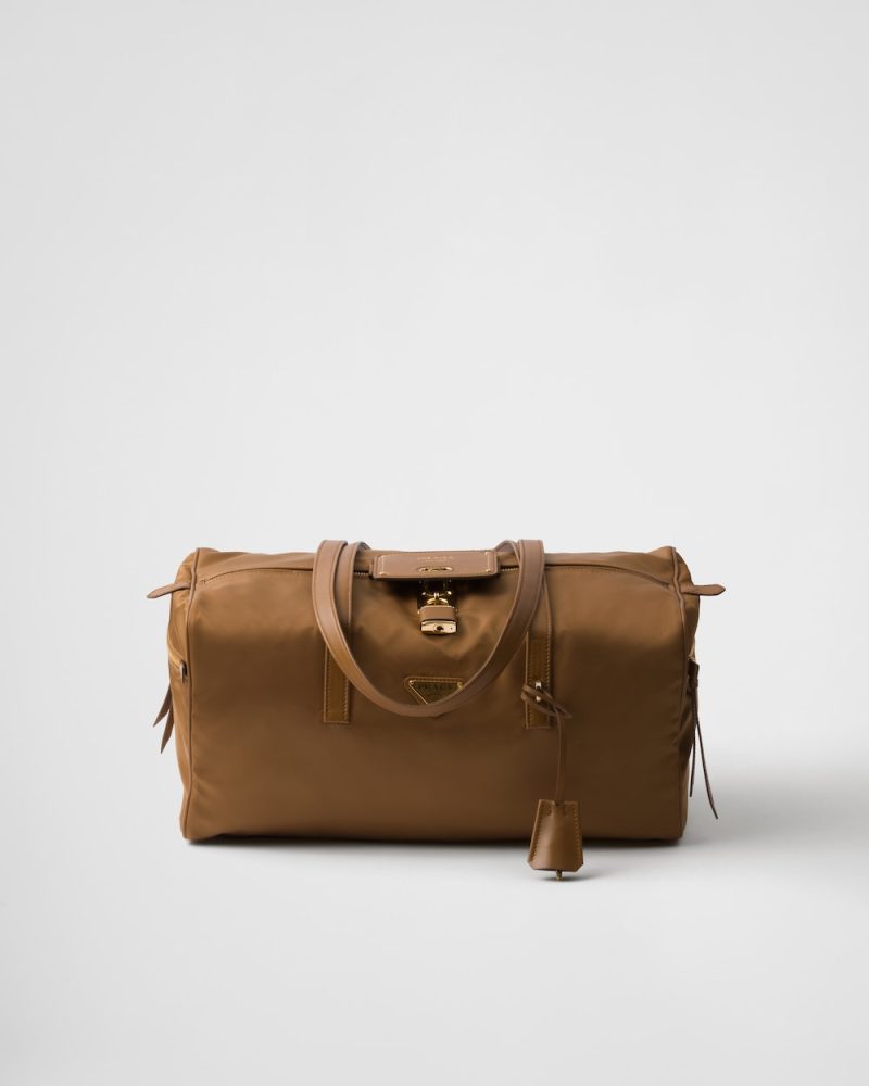 Large Re-Nylon Top-Handle Bag With Padlock