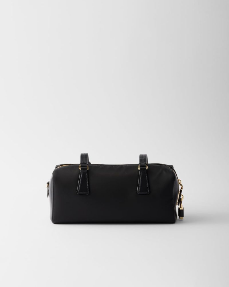 Re-Nylon and Leather Medium Top-Handle Bag With Padlock - Image 5