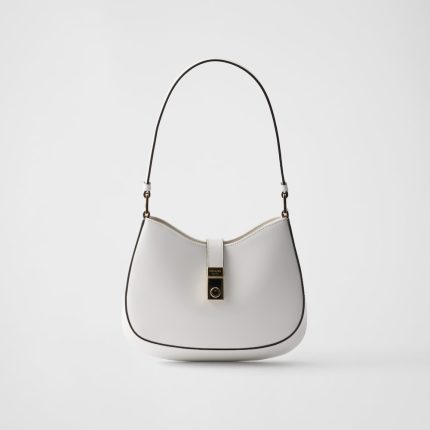 Prada Cleo Brushed Leather Shoulder Bag With Clasp Closure