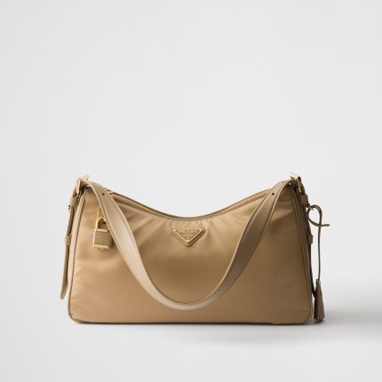 Prada Aim??e Large Re-Nylon and Leather Shoulder Bag With Padlock