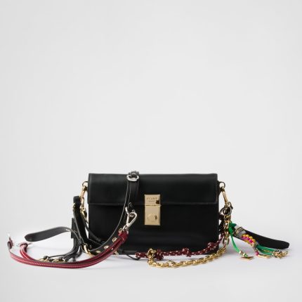 Prada Soft Sound Small Leather Shoulder Bag With Charms