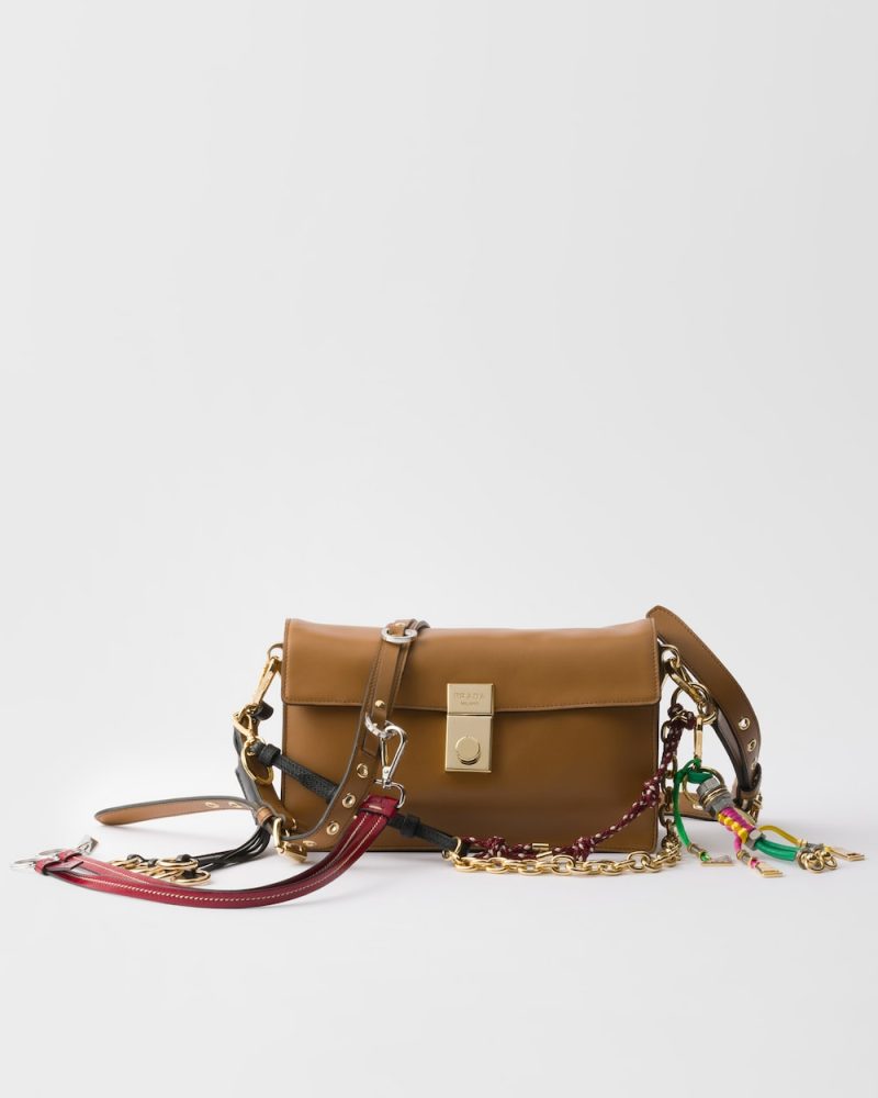 Prada Soft Sound Small Leather Shoulder Bag With Charms