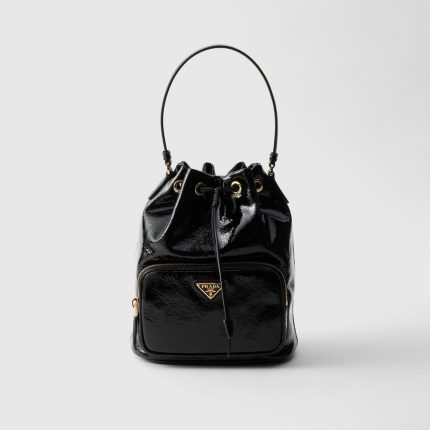 Prada Duet Naplak Patent Leather Bucket Bag
