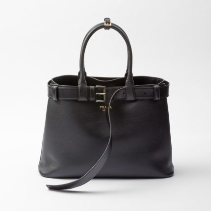 Prada Buckle Large Leather Handbag With Belt