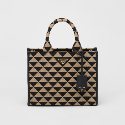 Small Prada Symbole Embroidered Fabric Handbag
