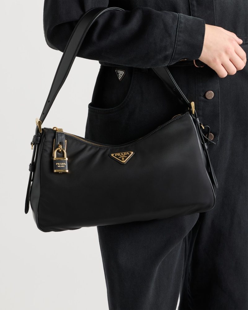 Prada Aim??e Large Re-Nylon and Leather Shoulder Bag With Padlock - Image 7