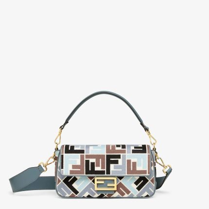 Baguette Canvas Bag With Multicolor FF Embroidery
