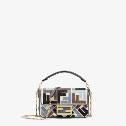 Baguette Mini Canvas Bag With Multicolor FF Embroidery