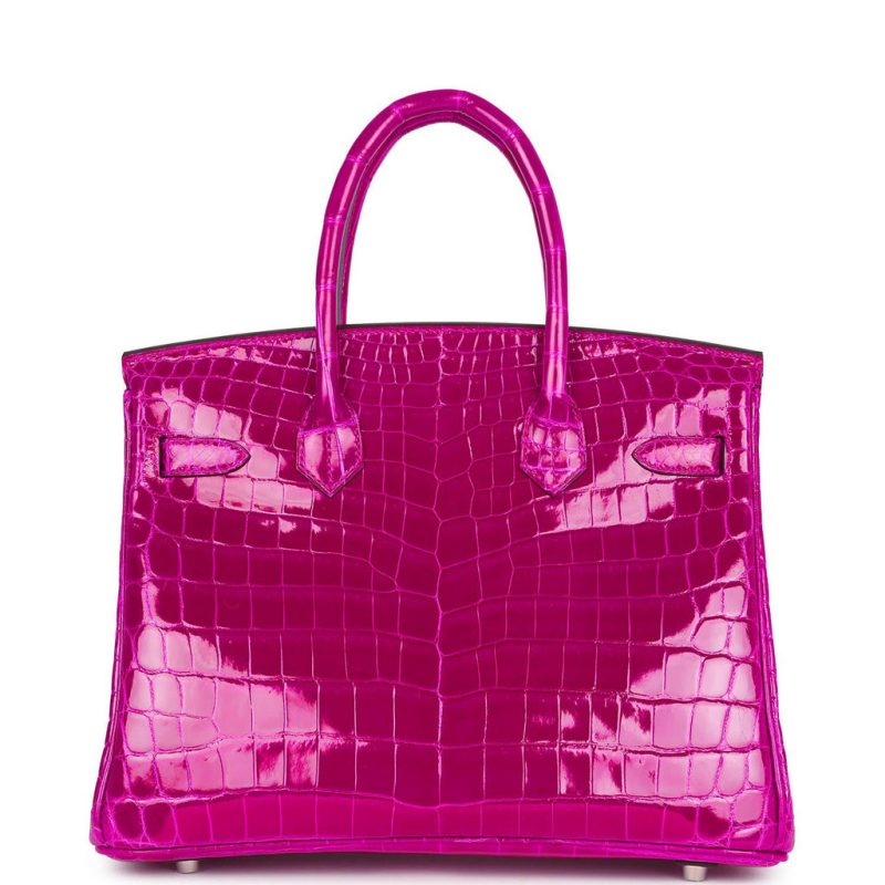 Hermes Birkin 30 Rose Pourpre Shiny Niloticus Crocodile Palladium Hardware - Image 3