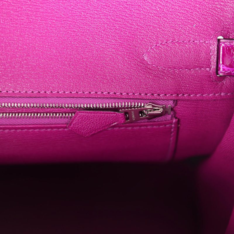 Hermes Birkin 30 Rose Pourpre Shiny Niloticus Crocodile Palladium Hardware - Image 4