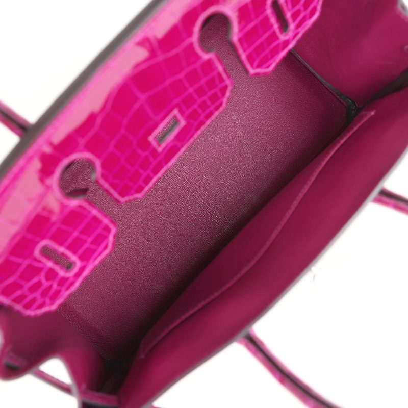 Hermes Birkin 30 Rose Pourpre Shiny Niloticus Crocodile Palladium Hardware - Image 5