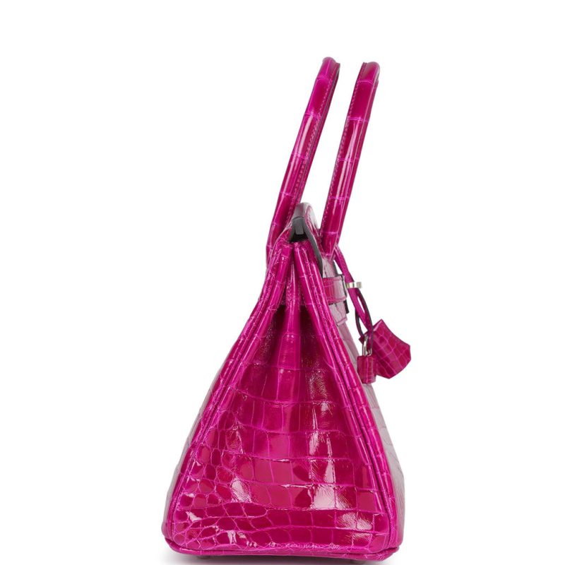 Hermes Birkin 30 Rose Pourpre Shiny Niloticus Crocodile Palladium Hardware - Image 7