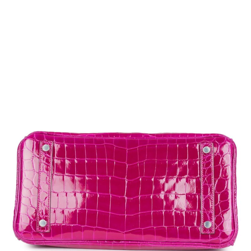 Hermes Birkin 30 Rose Pourpre Shiny Niloticus Crocodile Palladium Hardware - Image 8