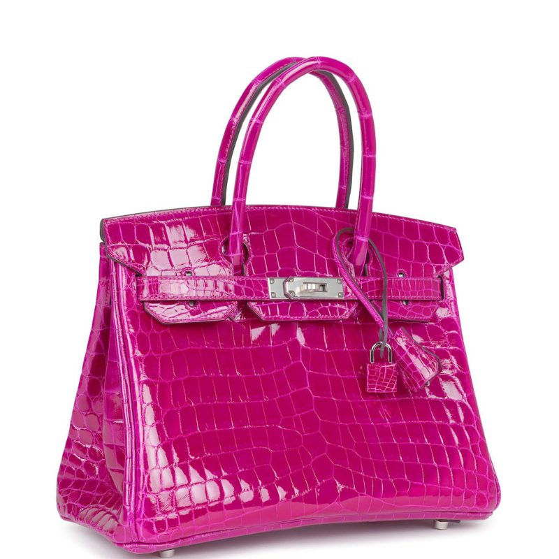 Hermes Birkin 30 Rose Pourpre Shiny Niloticus Crocodile Palladium Hardware - Image 2