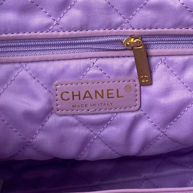 Chanel 22 AS3260 Small Bag Purple Calfskin Gold Hardware - Image 8