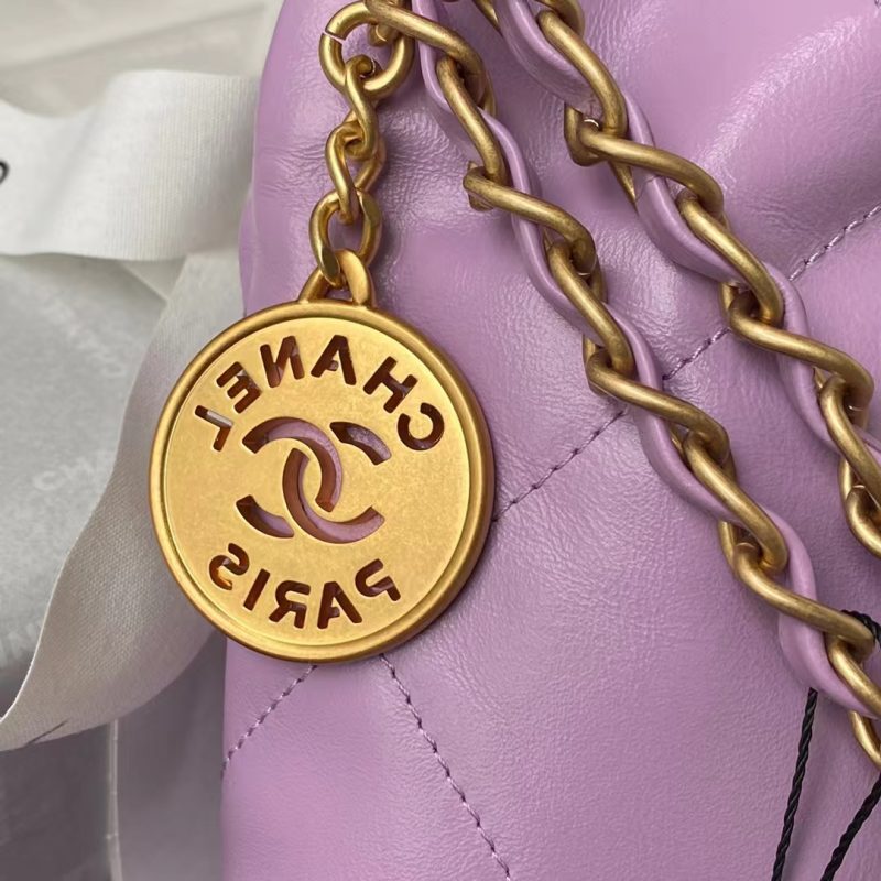 Chanel 22 AS3260 Small Bag Purple Calfskin Gold Hardware - Image 5