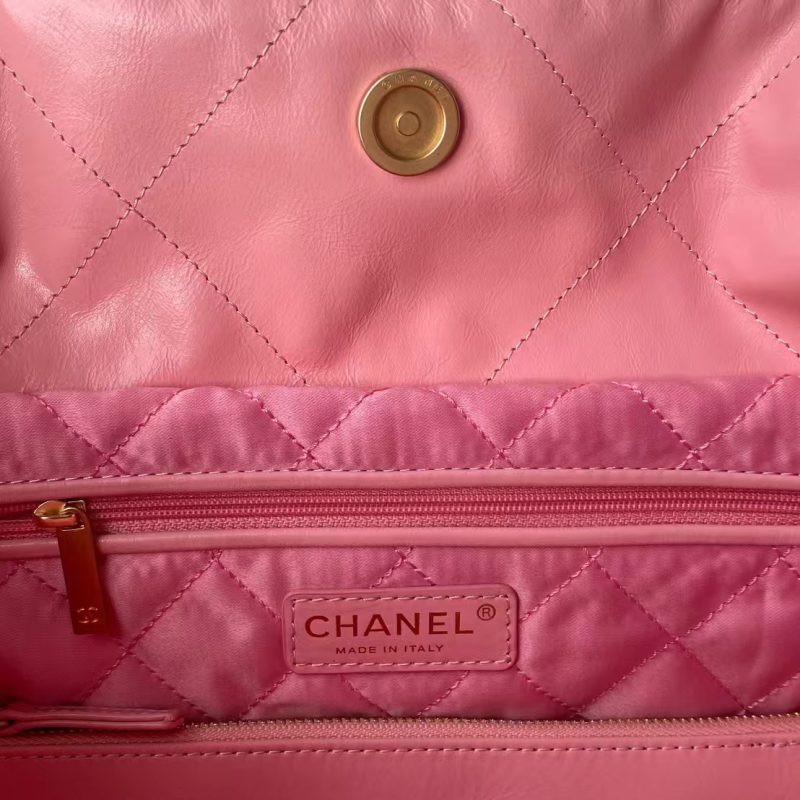 Chanel 22 AS3260 Small Bag Pink Calfskin Gold Hardware - Image 7